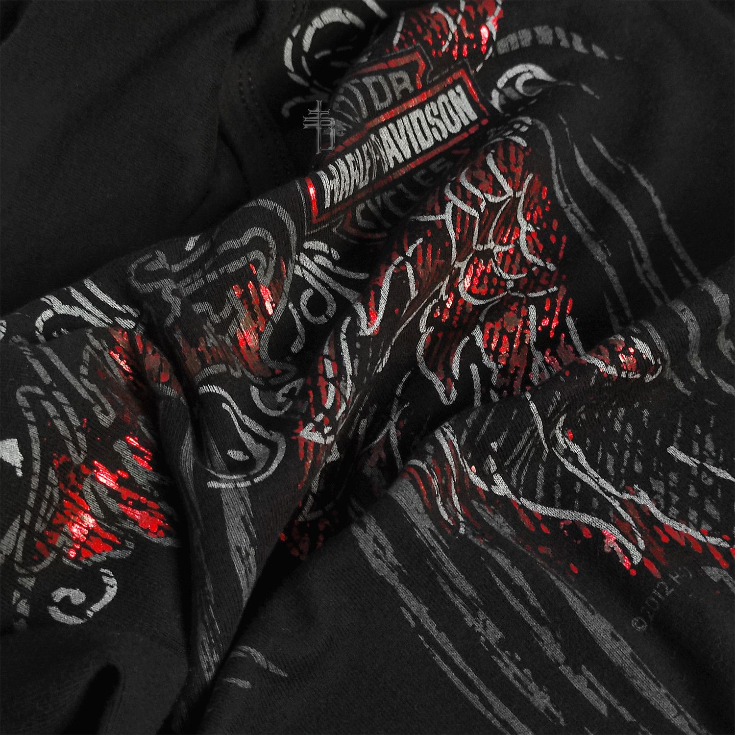 Harley Davidson Y2K Harley Davidson Petite Long Sleeve Tee Black Foil V-Neck Size M / US 6-8 / IT 42-44 - 4 Thumbnail
