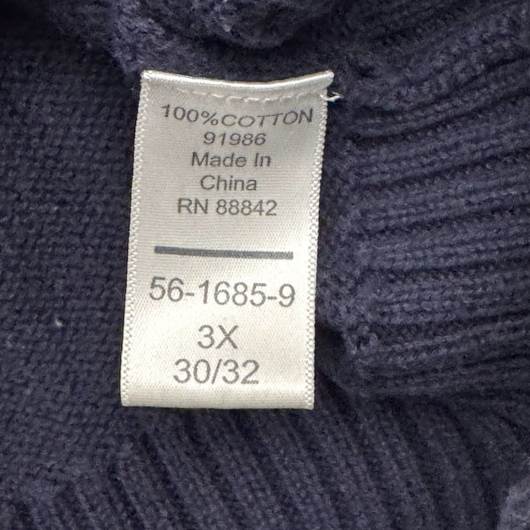 Vintage Woman Within Sweater Women 3X Plus 30/32 Fisherman Grandmacore Warm Preppy 2010s Blue Cotton Knit Crew Neck Long Sleeve Pullover All Seasons Casual Size XXL / US 16-18 / IT 52-54 - 5 Thumbnail