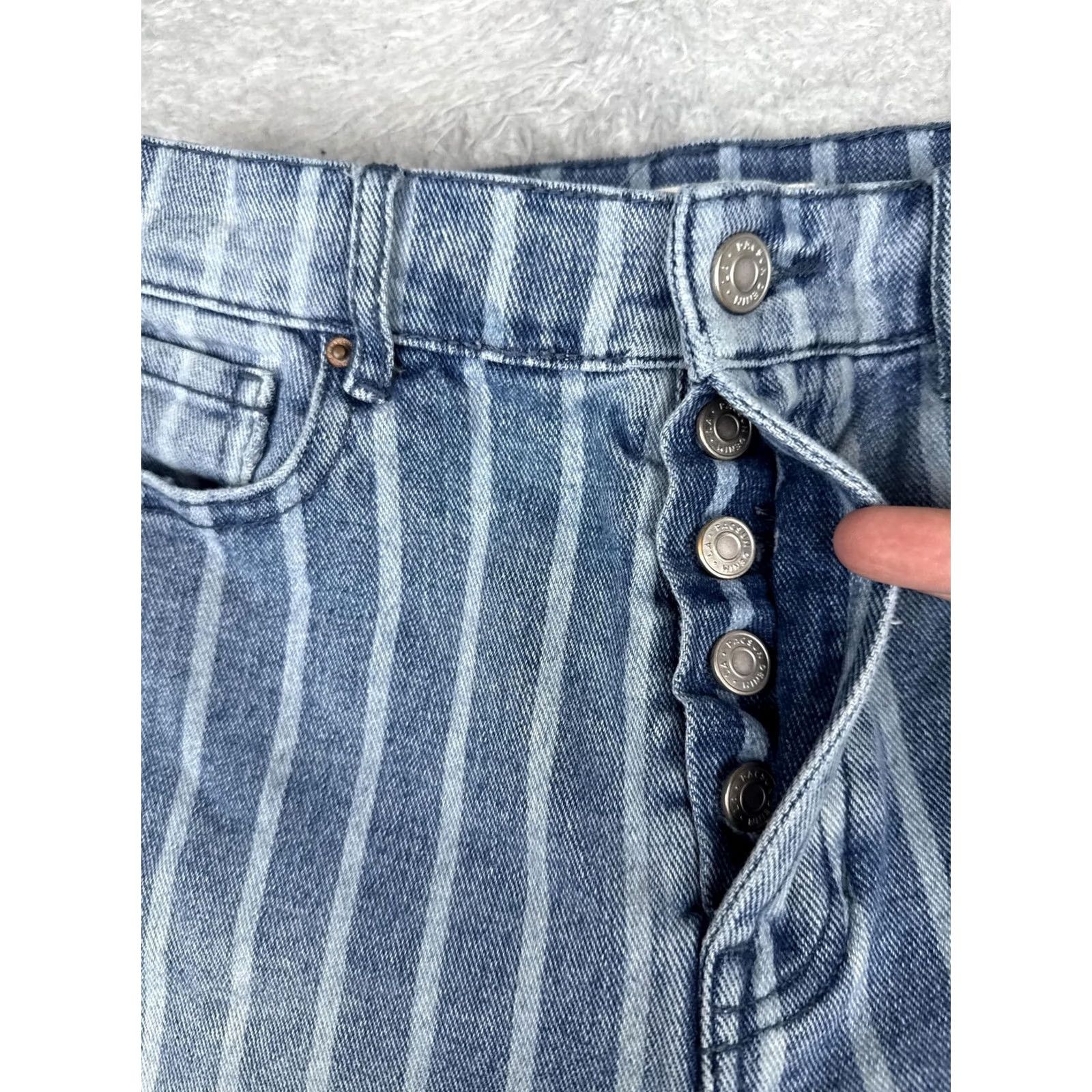 Pacsun PacSun Womens 29 Straight Jeans Blue Medium Wash High Rise Crop Striped 5-Pocket Denim Cotton N/A Size 29" - 5 Thumbnail