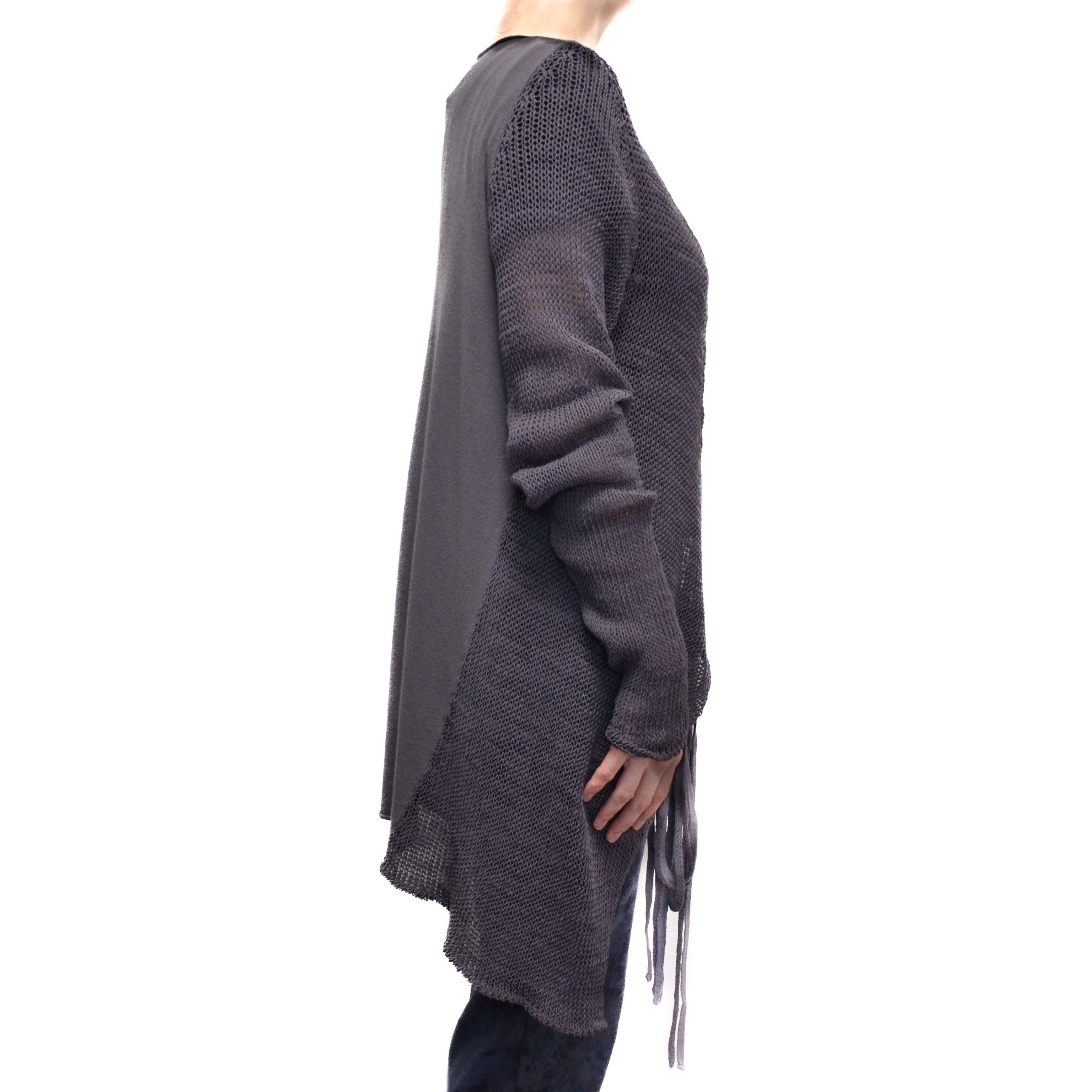 Sarah Pacini Sarah Pacini Y2K Linen Viscose Gray-Purple Cardigan Sweater Size ONE SIZE - 4 Thumbnail