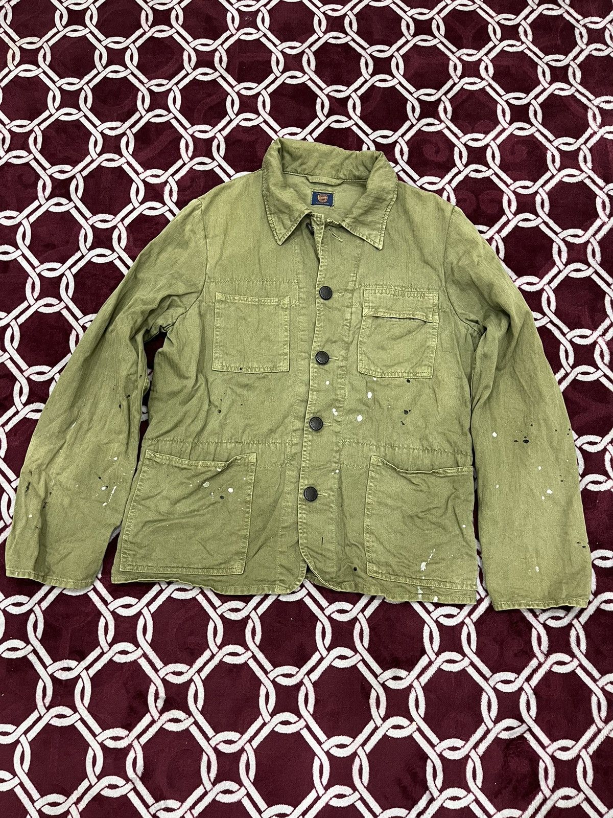 image of Military x Omnigod Steal Vintage Omnigod Distressed Hbt Army Jacket in Green, Men's (Size Medium)