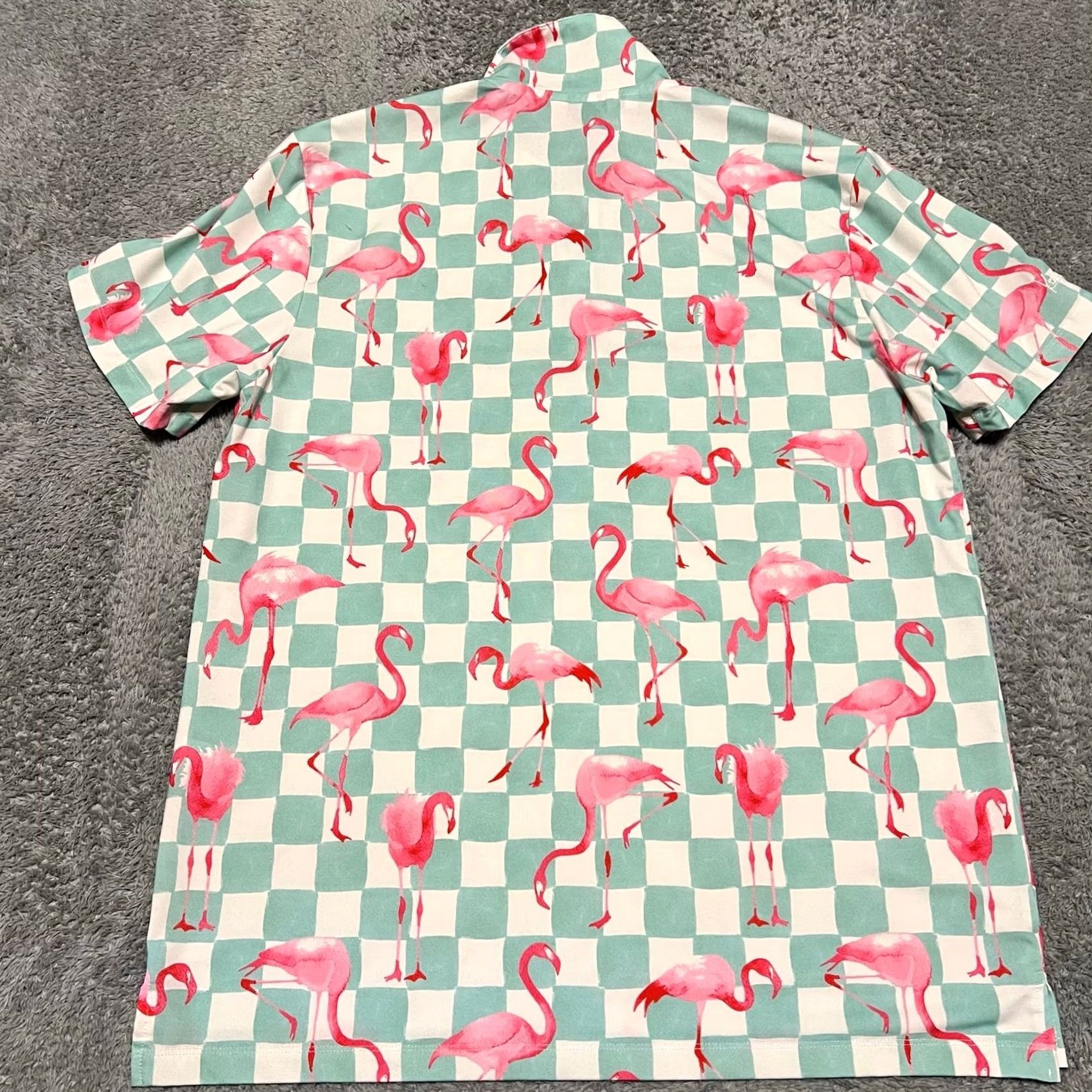 Vintage Kenny Flowers Polo Shirt Mens Large Flamingo Checkered White Green Everyday L Regular Men Green Flamingo Polo Shirt Size US L / EU 52-54 / 3 - 4 Thumbnail