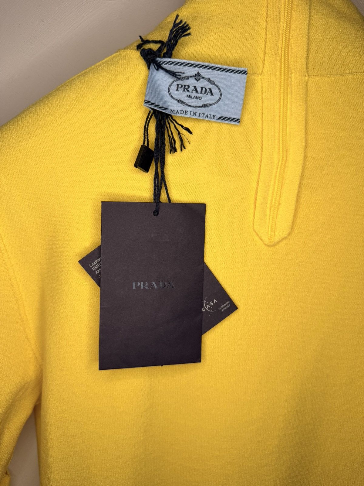 Prada NWT Prada Yellow Openwork Viscose Turtleneck Logo Top Sz 44 Size M / US 6-8 / IT 42-44 - 17 Thumbnail