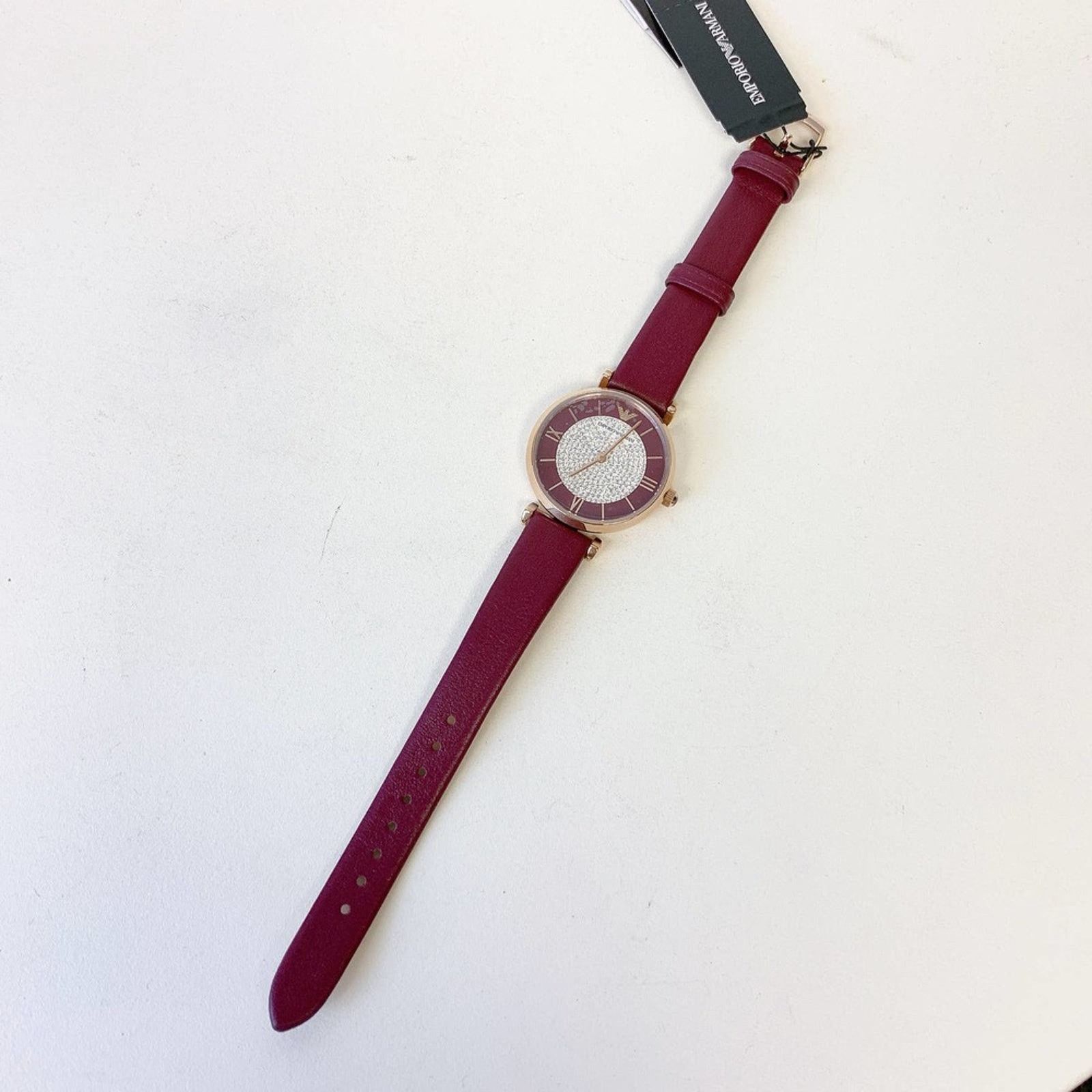 Armani Emporio Armani AR11487 Two-Hand Burgundy Leather Watch Size ONE SIZE - 2 Thumbnail