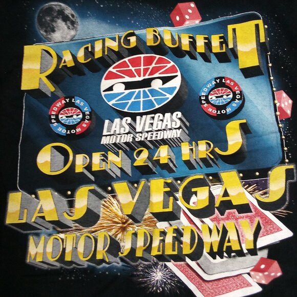 Fruit Of The Loom Vintage Las Vegas Speedway Racing Buffet NASCAR T-Shirt Size US XL / EU 56 / 4 - 1 Thumbnail