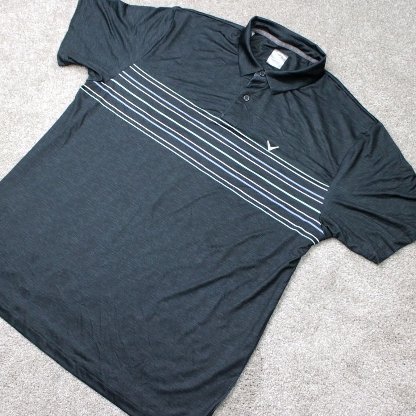 Callaway Callaway Opti-Dri Polo Shirt Mens Large Black Striped Short Sleeve Golf Shirt Shipped Next Business Day Size US L / EU 52-54 / 3 - 4 Thumbnail