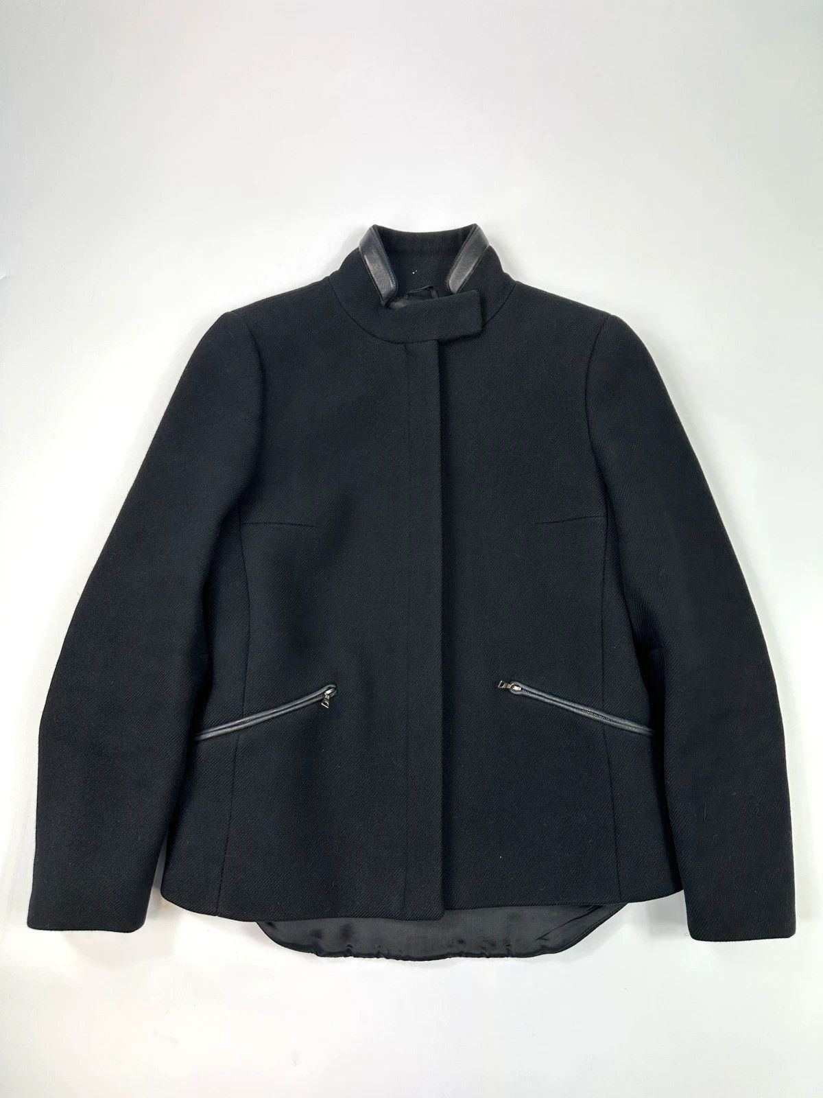 Prada Prada Milano FW1999 Black Wool & Leather Jacket Size S / US 4 / IT 40 - 1 Thumbnail