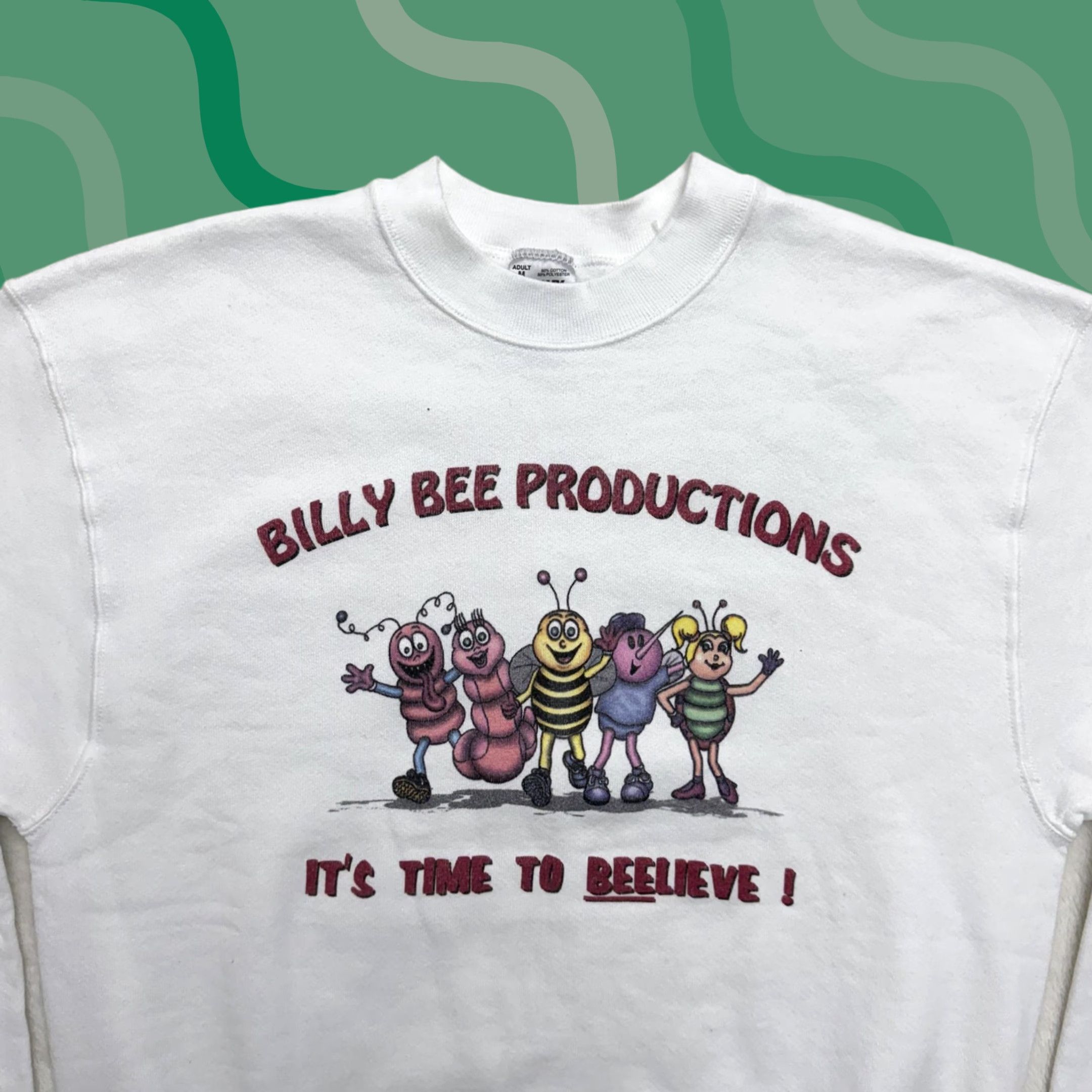 Fruit Of The Loom VINTAGE Billy Bee Productions Sweatshirt Mens M White Graphic Print 90s Size US M / EU 48-50 / 2 - 1 Thumbnail