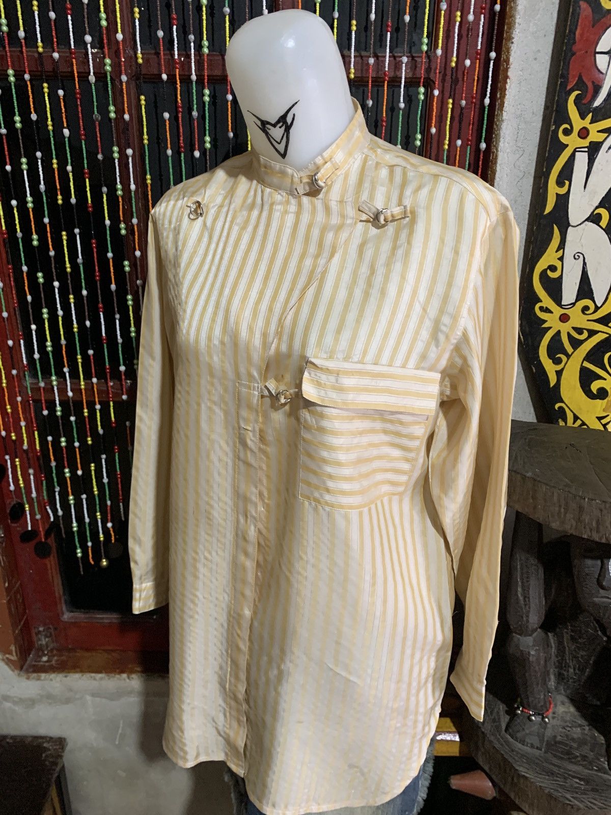 Japanese Brand 1990s Az-barca Japan Stripes Double Collar Button up Shirt Size L / US 10 / IT 46 - 2 Thumbnail