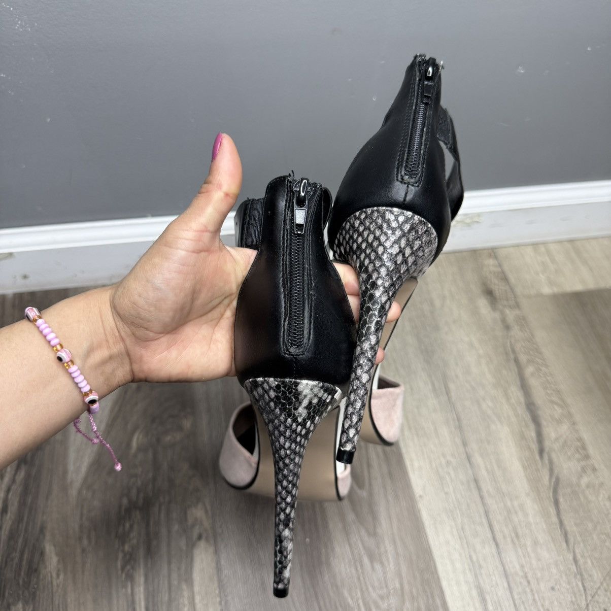 Other Shoe Dazzle Blush Pink Pointed Toe Ankle Strap Heels Size US 9.5 / IT 39.5 - 5 Thumbnail
