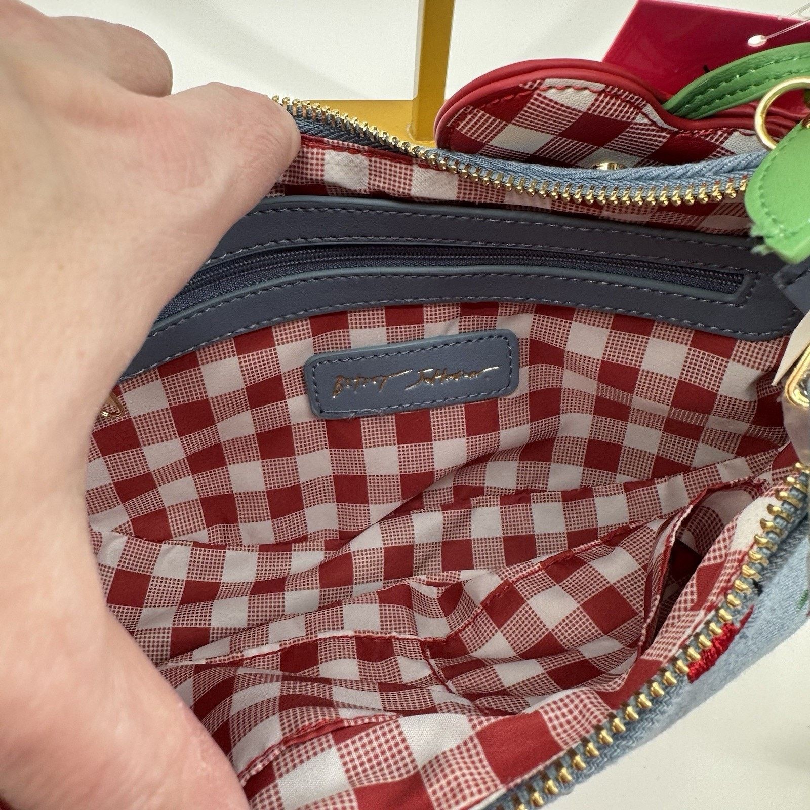 Betsey Johnson Betsey Johnson Denim Cherry Gingham Crossbody NWT Size ONE SIZE - 7 Thumbnail