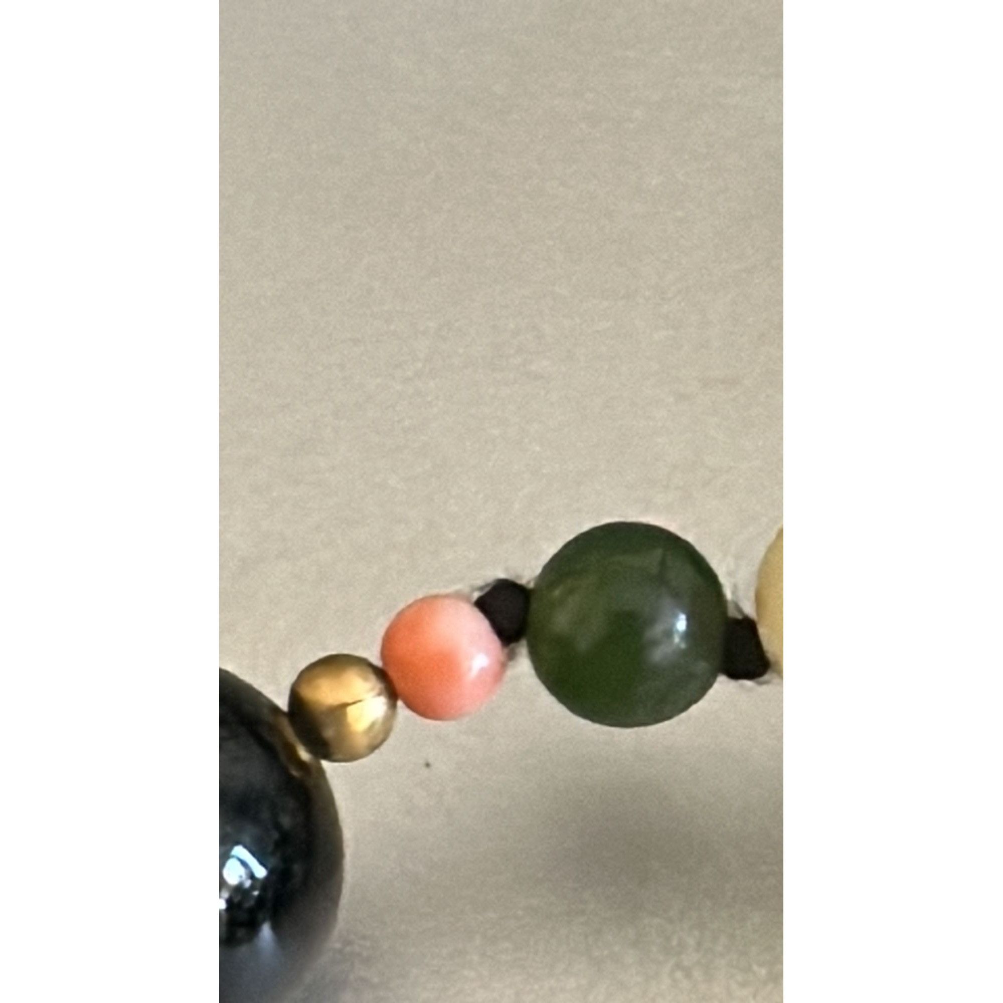 Vintage Vintage Gemstone Bead Necklace, Onyx, Tiger’s Eye, Nephrite Size ONE SIZE - 10 Thumbnail