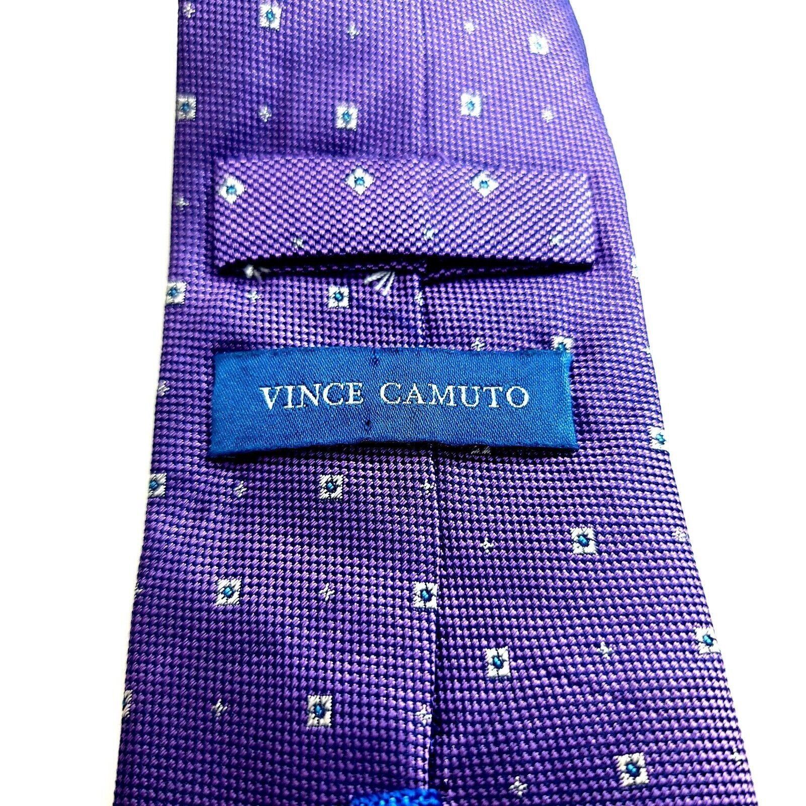 Vince Camuto Vince Camuto Purple Woven Geometric Silk Tie Size ONE SIZE - 3 Thumbnail