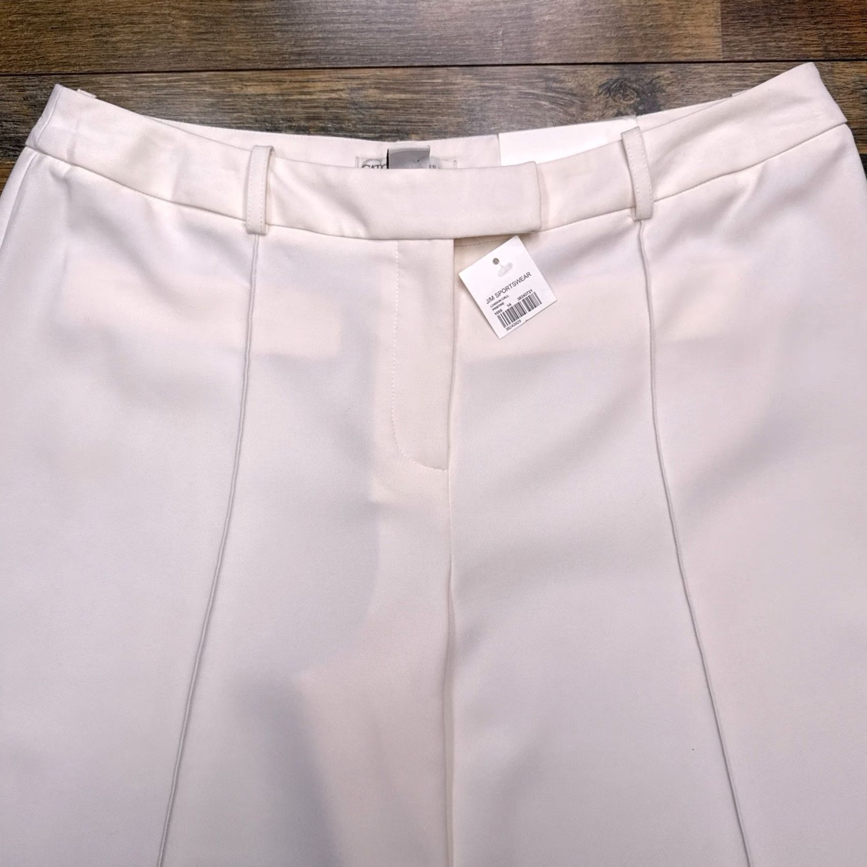 Vintage Cato Wide Leg Pants Womens 12 Beige Mid Rise Stretch Contemporary New Size 34" / US 12 / IT 48 - 3 Thumbnail