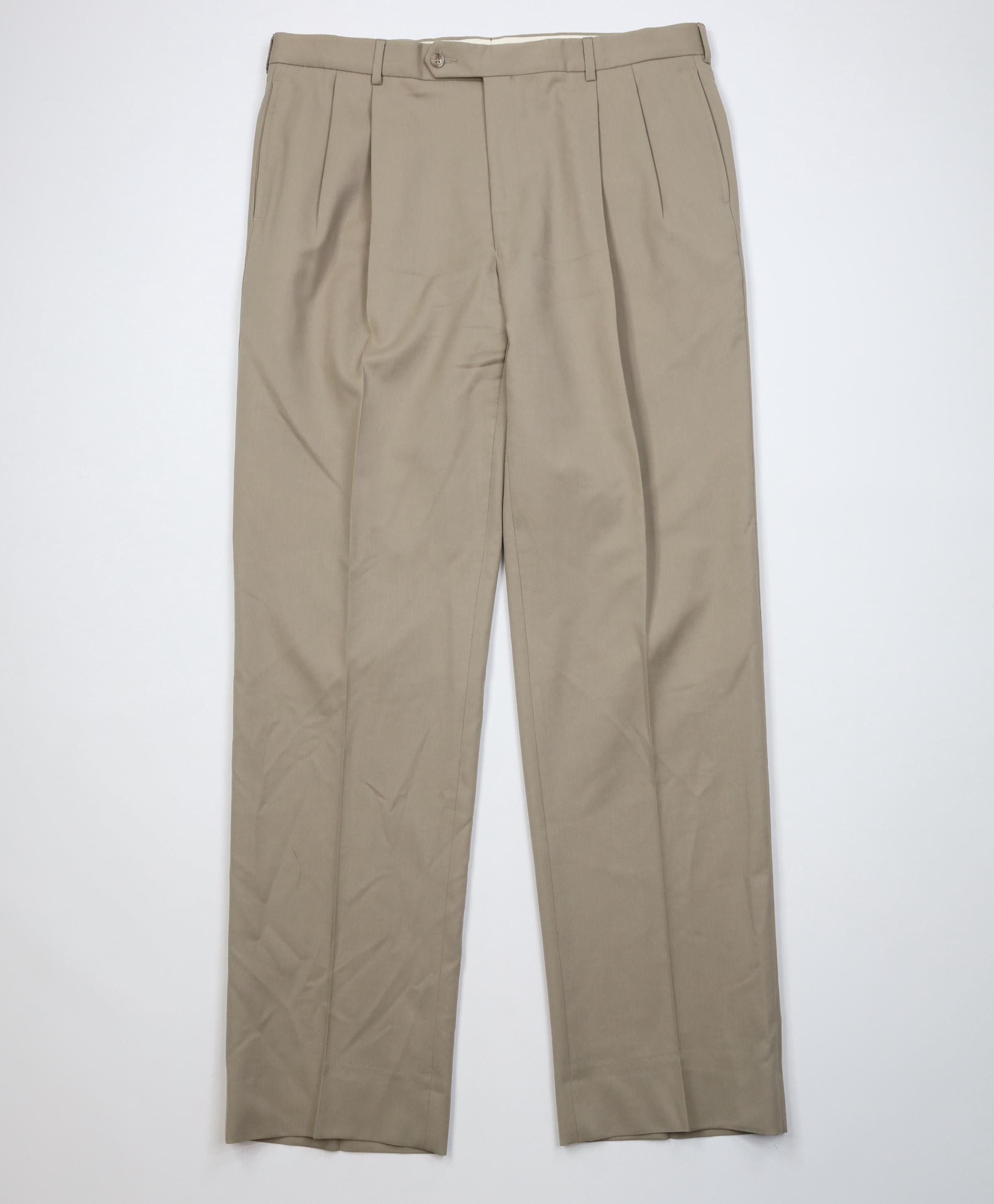 Jos. A. Bank Vintage 90s Y2K Jos A Bank Knit Wide Leg Chino Pants Beige Size US 37 - 1 Thumbnail
