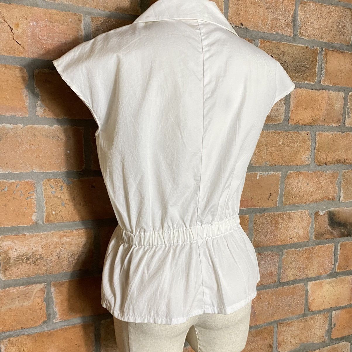 Norma Kamali ONO NORMA KAMALI White Cap Sleeve Blouse with Gathered Waist Size XL / US 12-14 / IT 48-50 - 19 Thumbnail