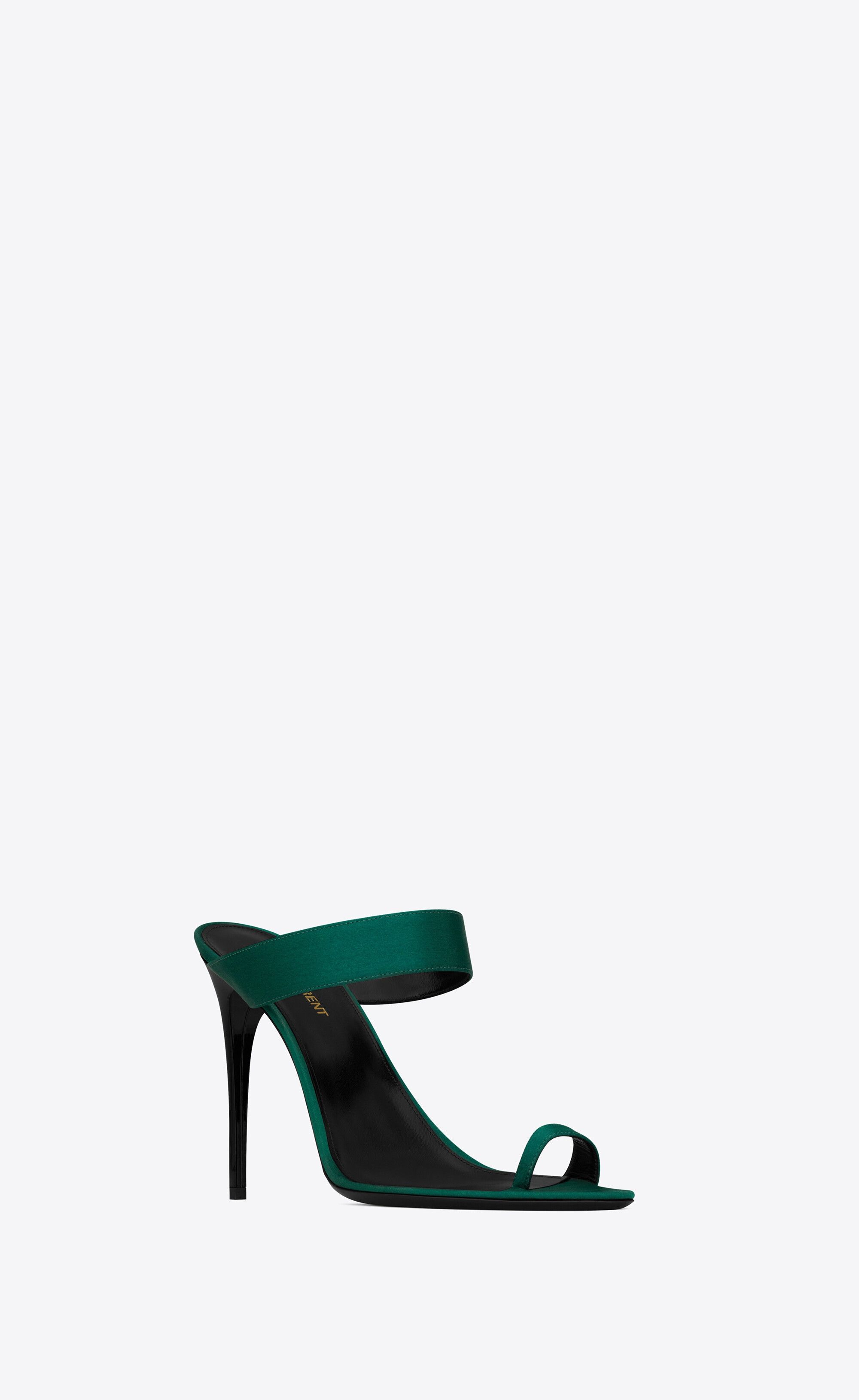 Saint Laurent Paris o1s1wg111024 Martha Mules in Crepe Satin in Green Size US 7 / IT 37 - 3 Thumbnail