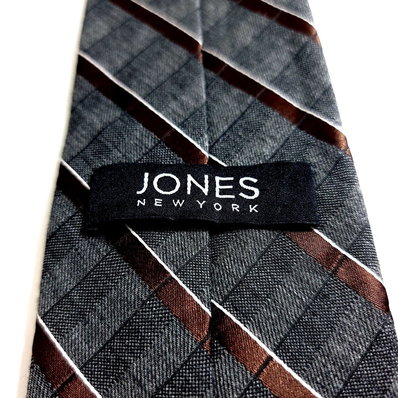 Jones New York Jones New York Gray Striped Woven Polka Dot Brown Polyester Size ONE SIZE - 3 Thumbnail