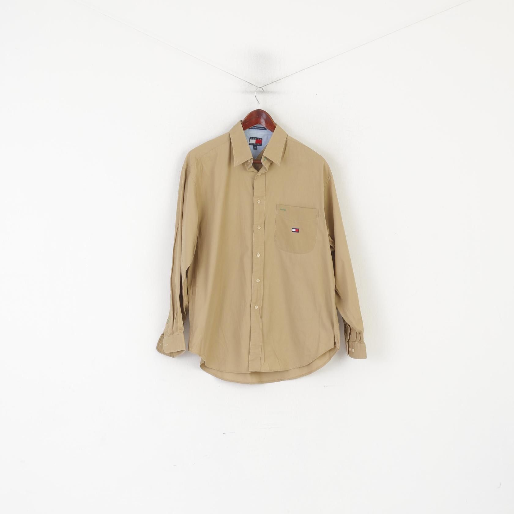 Tommy Hilfiger Tommy Hilfiger Men L Casual Shirt Beige Cotton 9518 Size US L / EU 52-54 / 3 - 2 Thumbnail