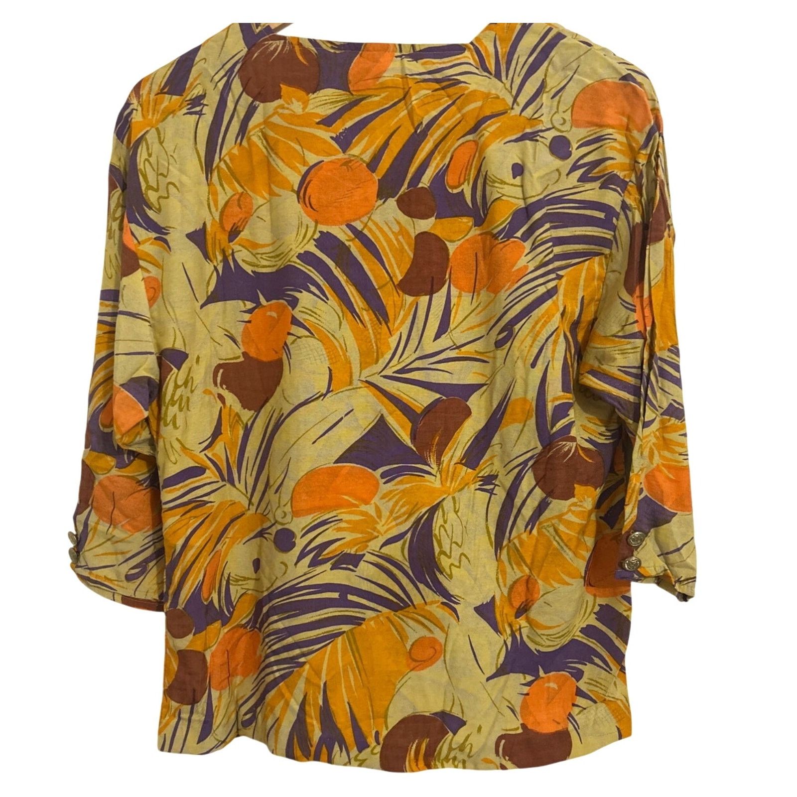 Vintage Vintage 1970 Danielle B Womens Tropical Cotton Blouse Size M / US 6-8 / IT 42-44 - 3 Thumbnail