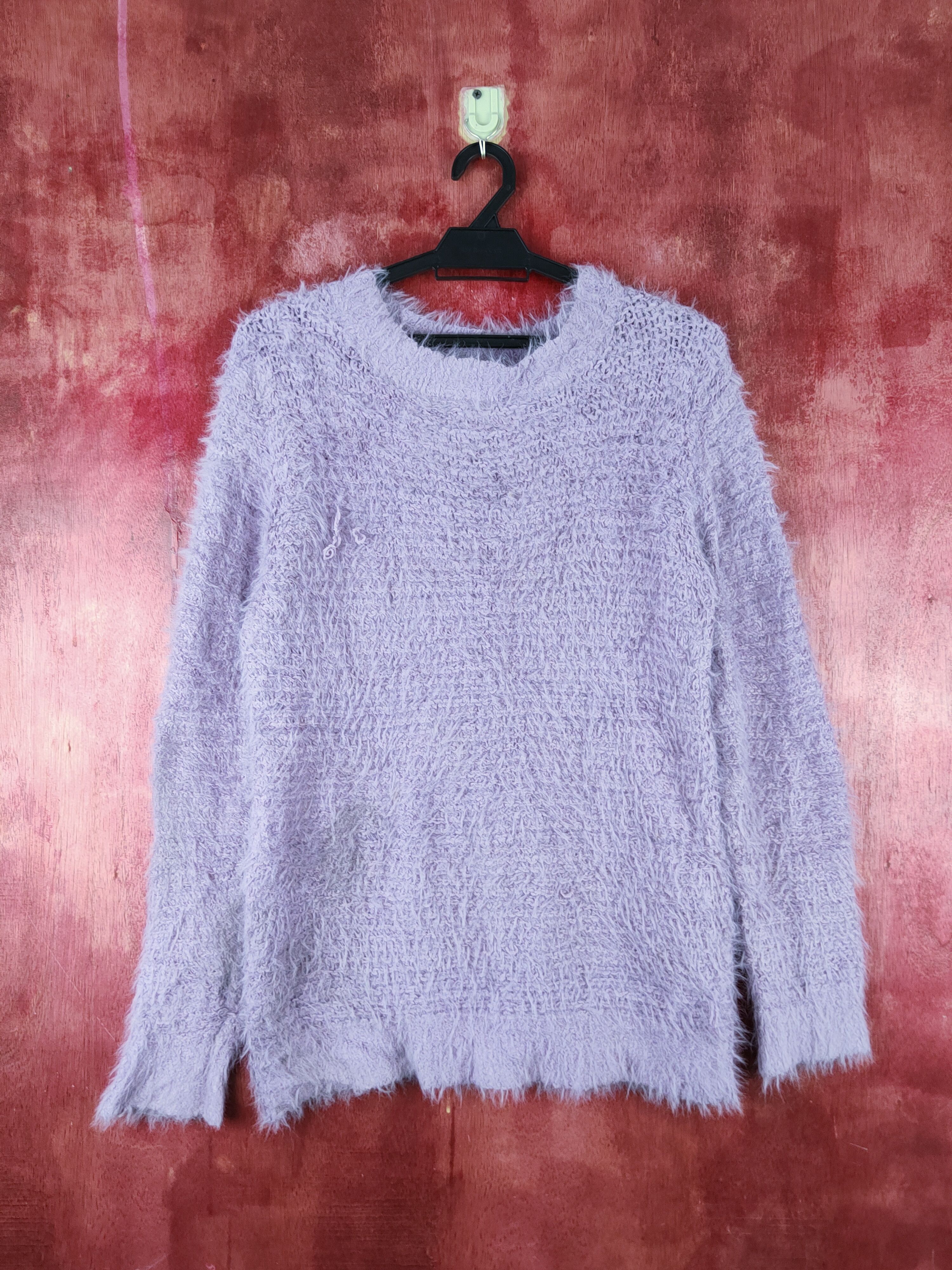 Homespun Knitwear × Japanese Brand Back Number Purple Shag Shaggy Fur Mohair Knitwear #S1920 Size L / US 10 / IT 46 - 1 Thumbnail