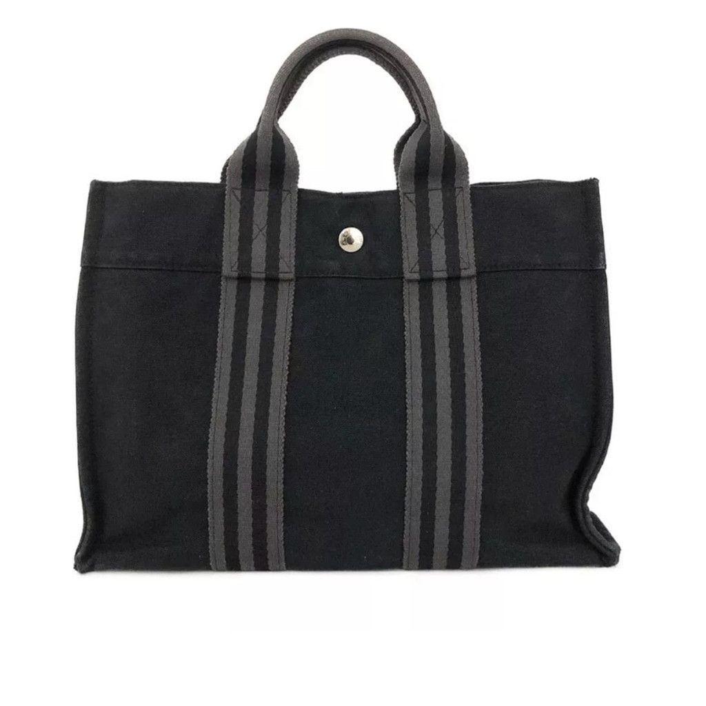Mini Hermes canvas black tote PM size