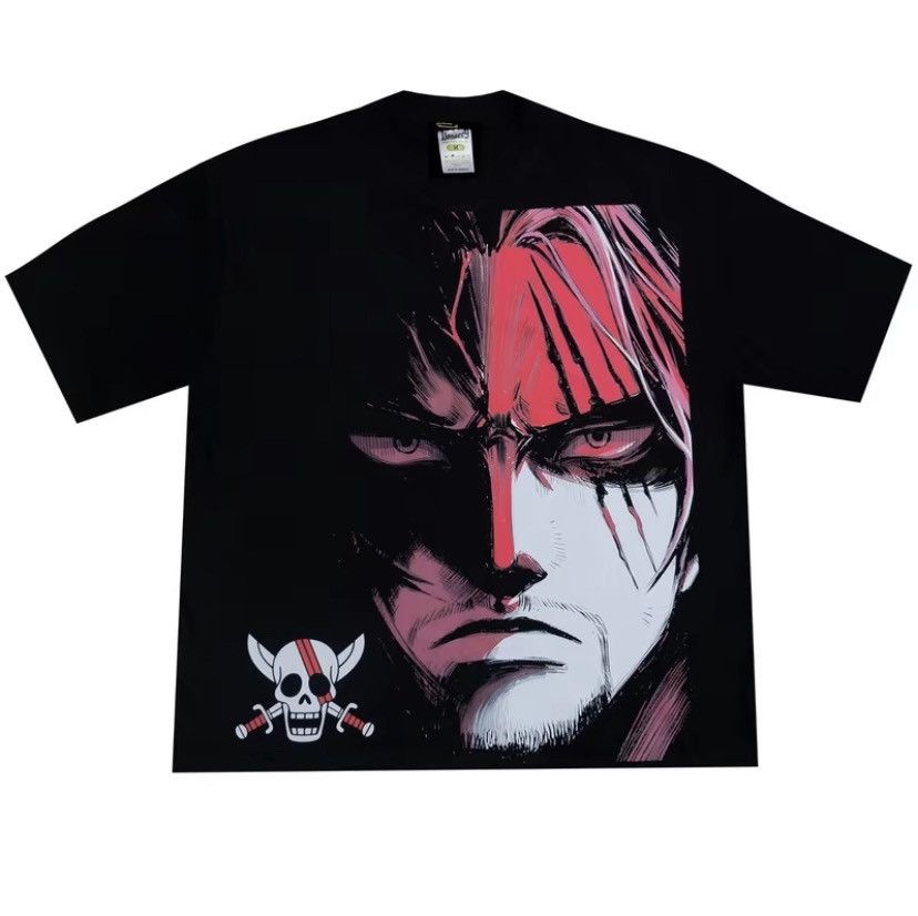image of Akagami Shanks One Piece Fansmadeboot Tee Tshirt in Black, Men's (Size Large)