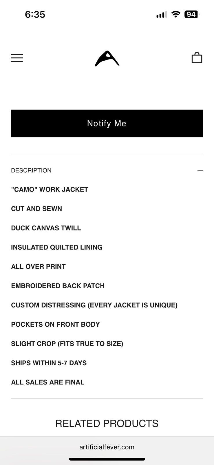 Other Artificalfever Camo Work Jacket Insulated Quilted Lining Size US S / EU 44-46 / 1 - 9 Thumbnail