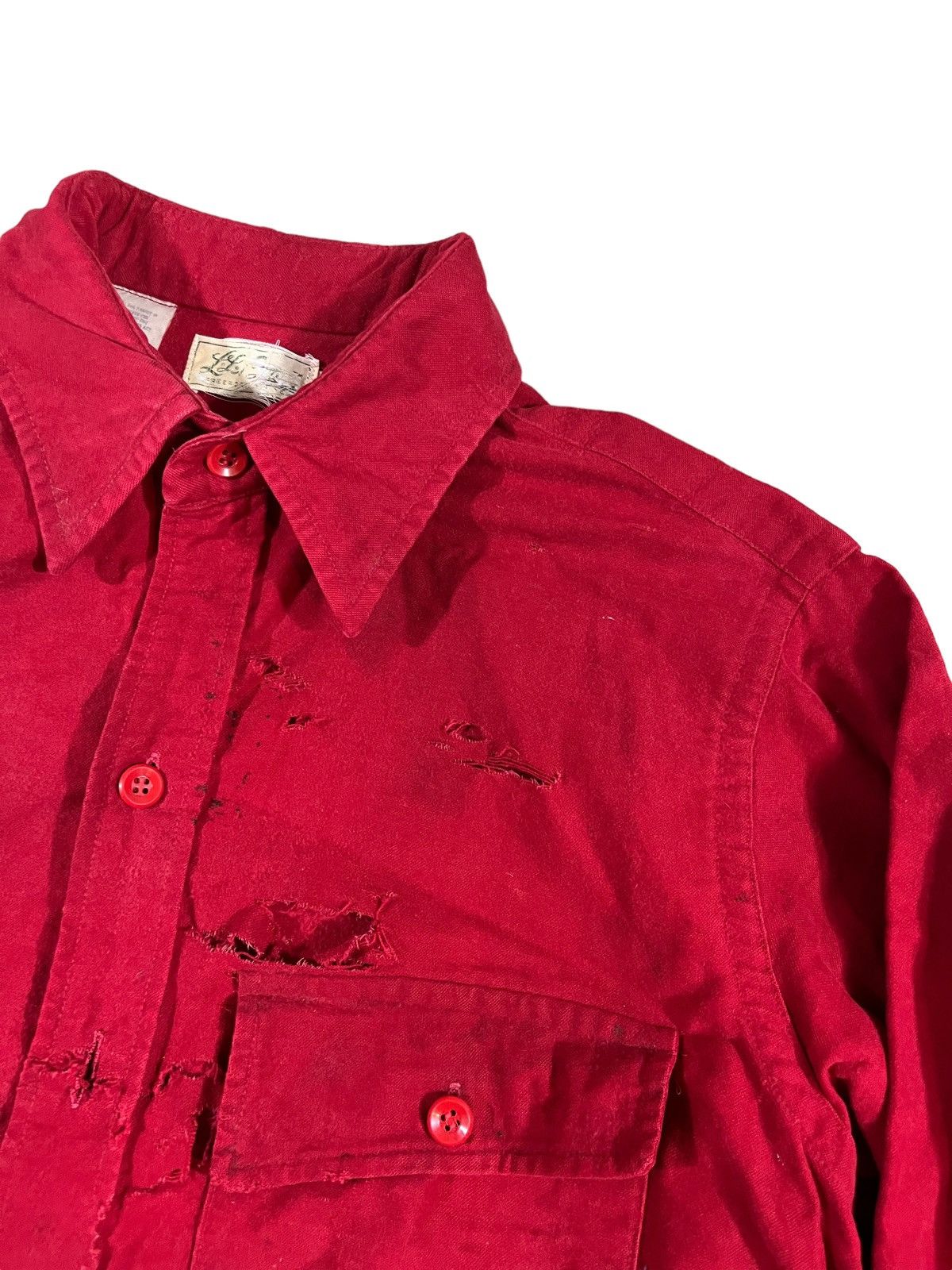 L.L. Bean Vintage 70s LL Bean Script Chamois Cloth Shirt Red Size US M / EU 48-50 / 2 - 3 Thumbnail