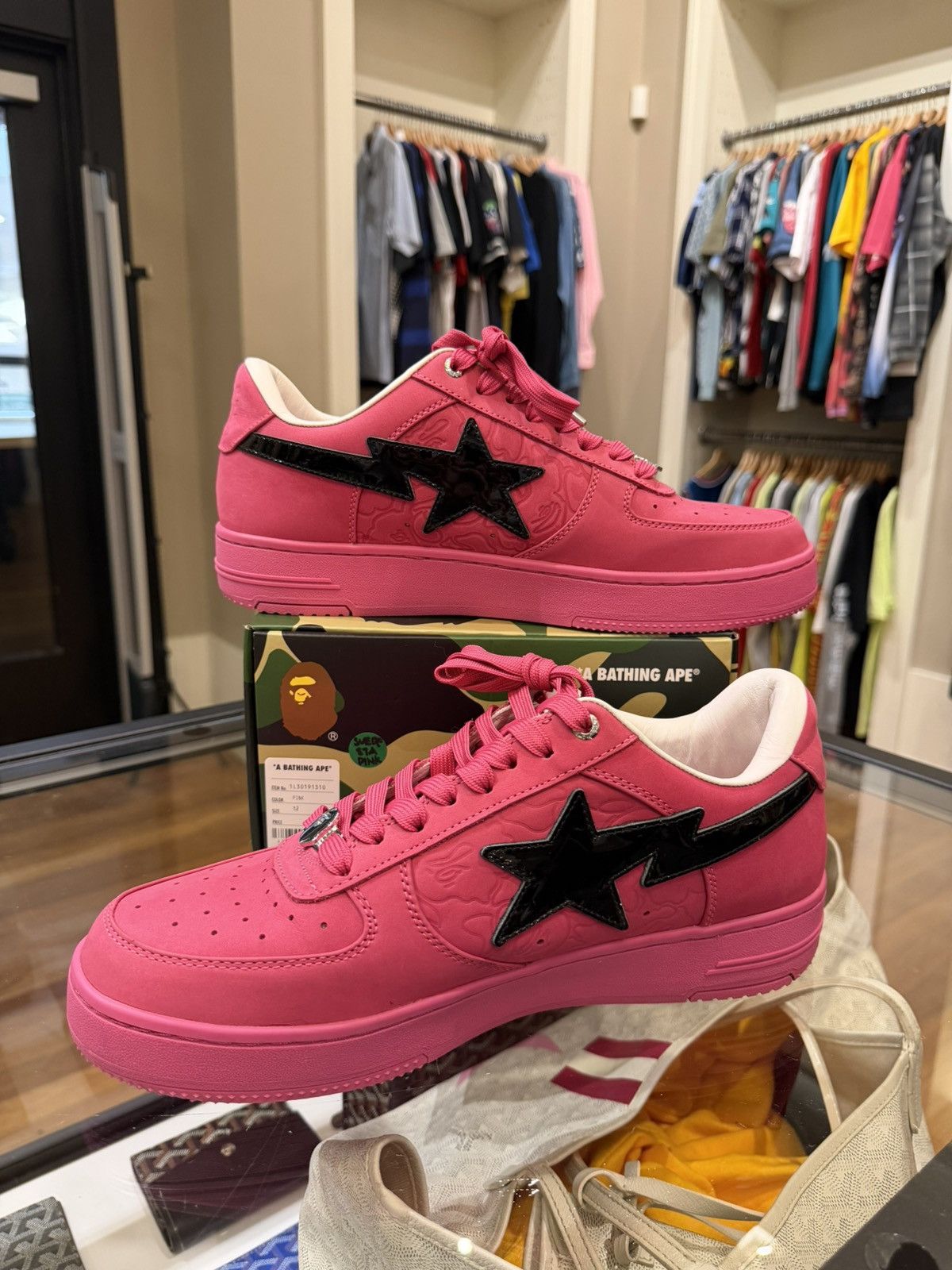 Bape A Bathing Ape BAPE STA #4 - Pink Black Size US 12 / EU 45 - 4 Thumbnail