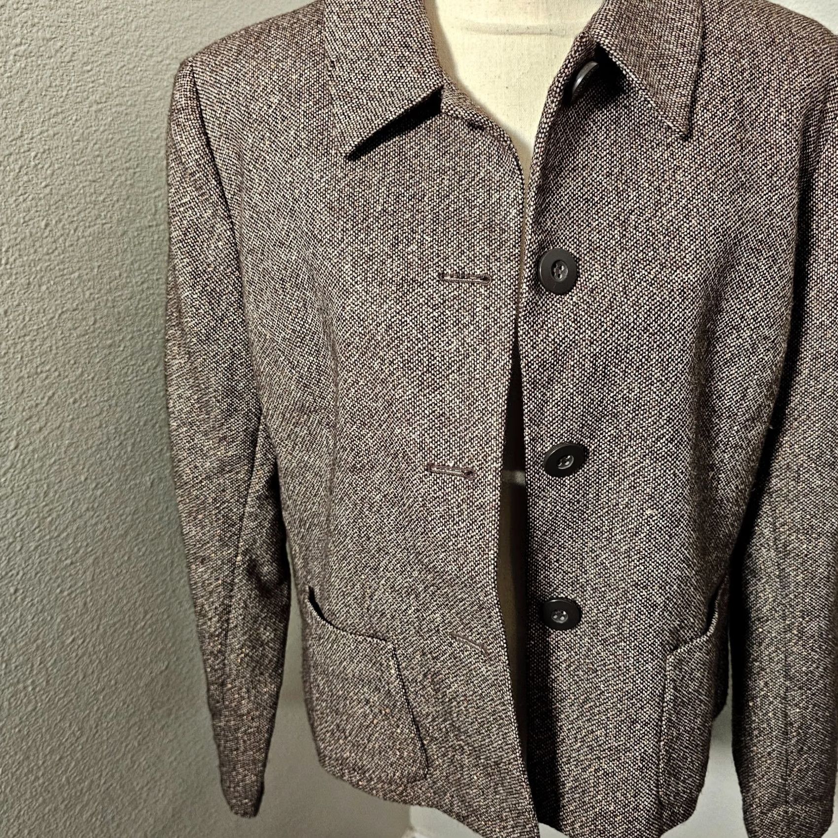 Vintage VINTAGE Chadwick's Wool Blend Blazer Womens 16 Brown Jacket Pockets Lined Button Crew Neck/Sleeve? Size XXL / US 16-18 / IT 52-54 - 5 Thumbnail