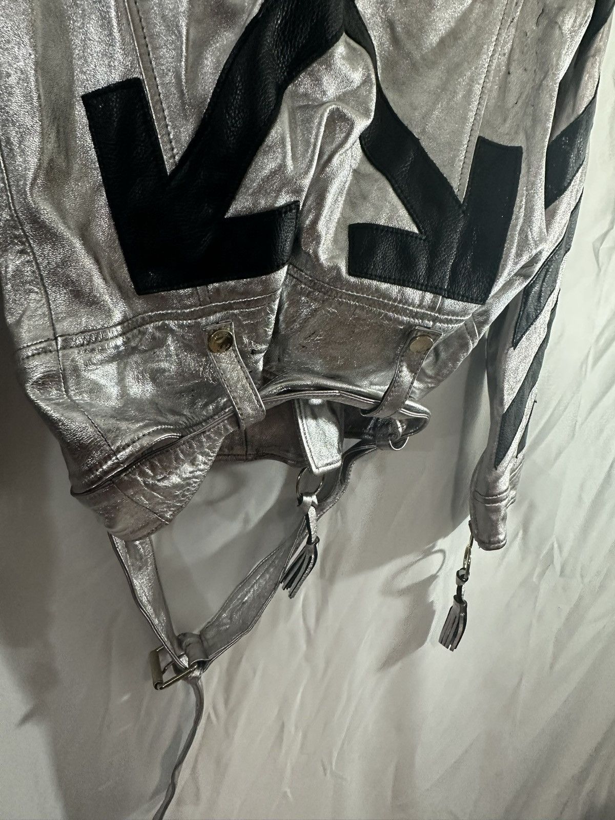 Off-White OFF WHITE SILVER LEATHER JACKET Size US M / EU 48-50 / 2 - 16 Thumbnail