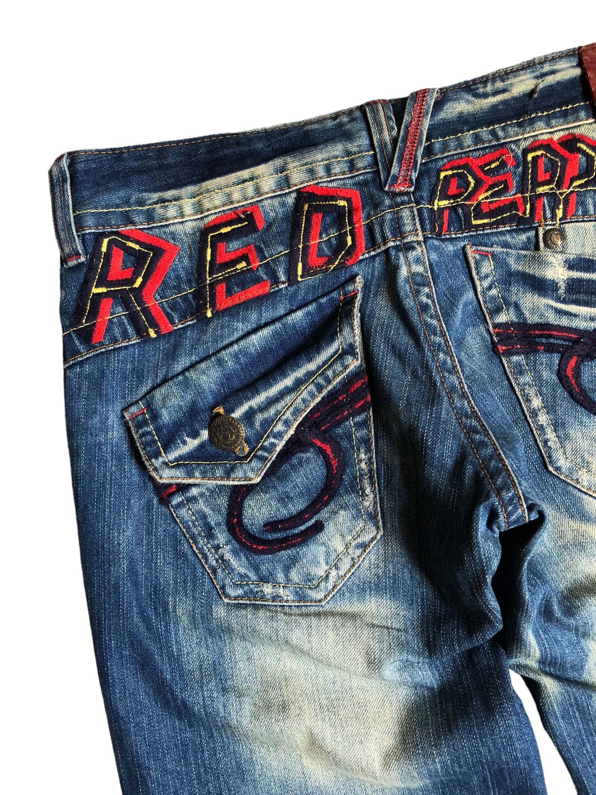 Japanese Brand Red Pepper wide leg flared blue wash denim pants Size US 32 / EU 48 - 10 Thumbnail