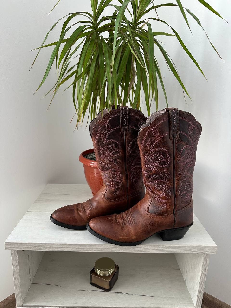 Japanese Brand × Leather × Vintage Vintage Cowboy Brown Womesn Western Leather Boots Size US 7.5 / IT 37.5 - 1 Thumbnail