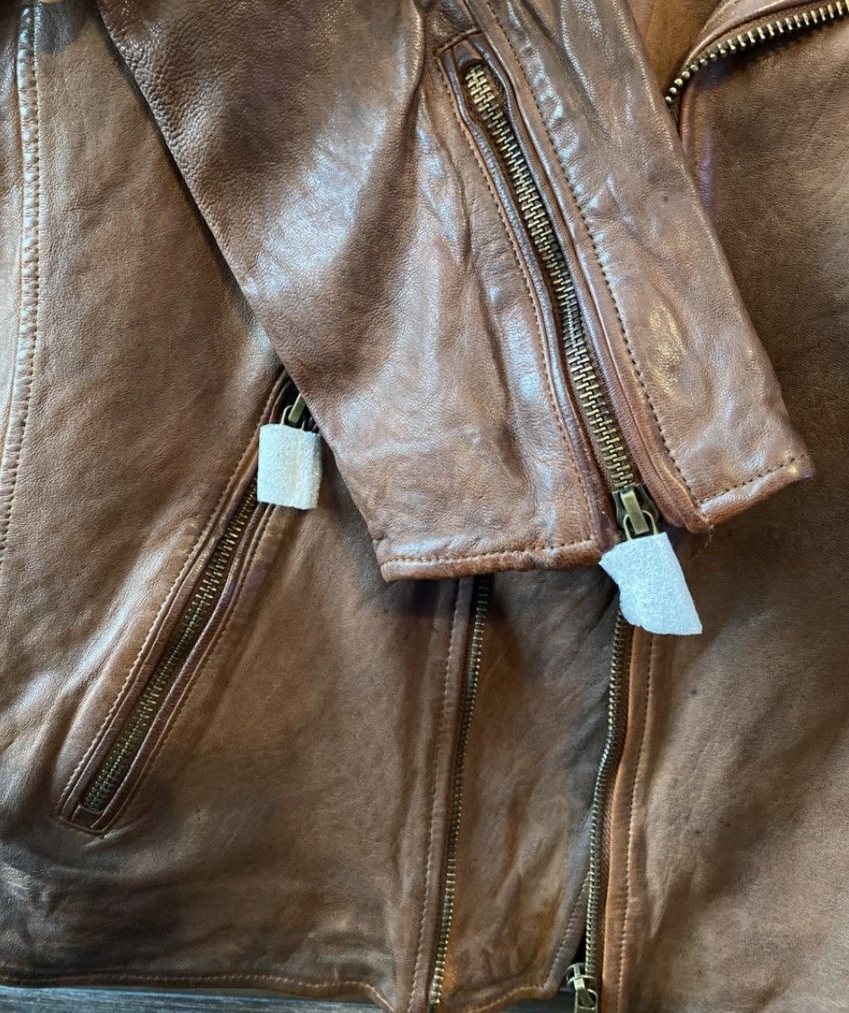 Lauren Ralph Lauren Lauren Ralph Lauren Burnished Leather Moto Jacket Size L / US 10 / IT 46 - 6 Thumbnail