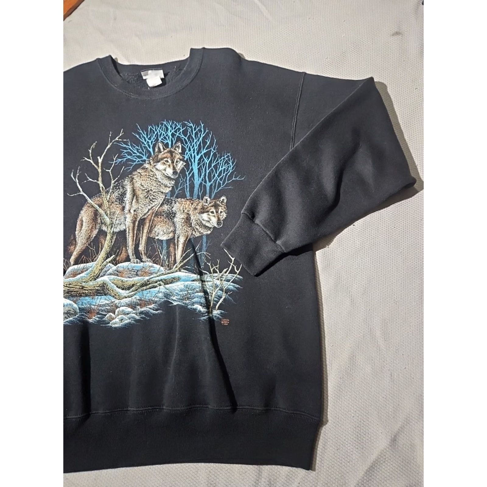 Lee Vintage Sturdy Sweats by Lee Sweatshirt Mens XL Black Wolf Mountain USA 90s Size US XL / EU 56 / 4 - 4 Thumbnail