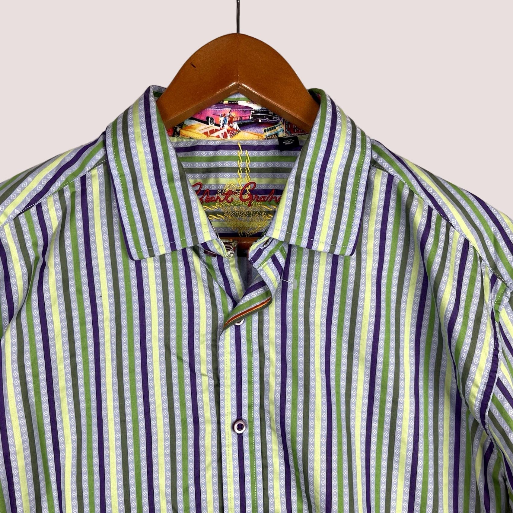 Robert Graham Robert Graham Shirt Mens Large Button Up Cutaway Cars Blue Cotton Long Sleeve Size US L / EU 52-54 / 3 - 1 Thumbnail