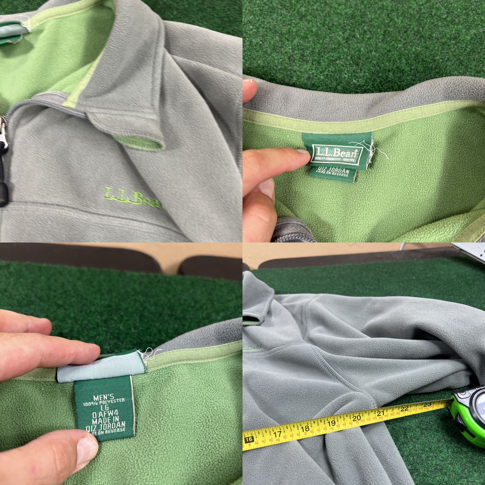 Vintage L.L. Bean Men's Polartec Fleece Jacket Full Zip L Grey & Green Outdoors Hiking Size US L / EU 52-54 / 3 - 8 Thumbnail