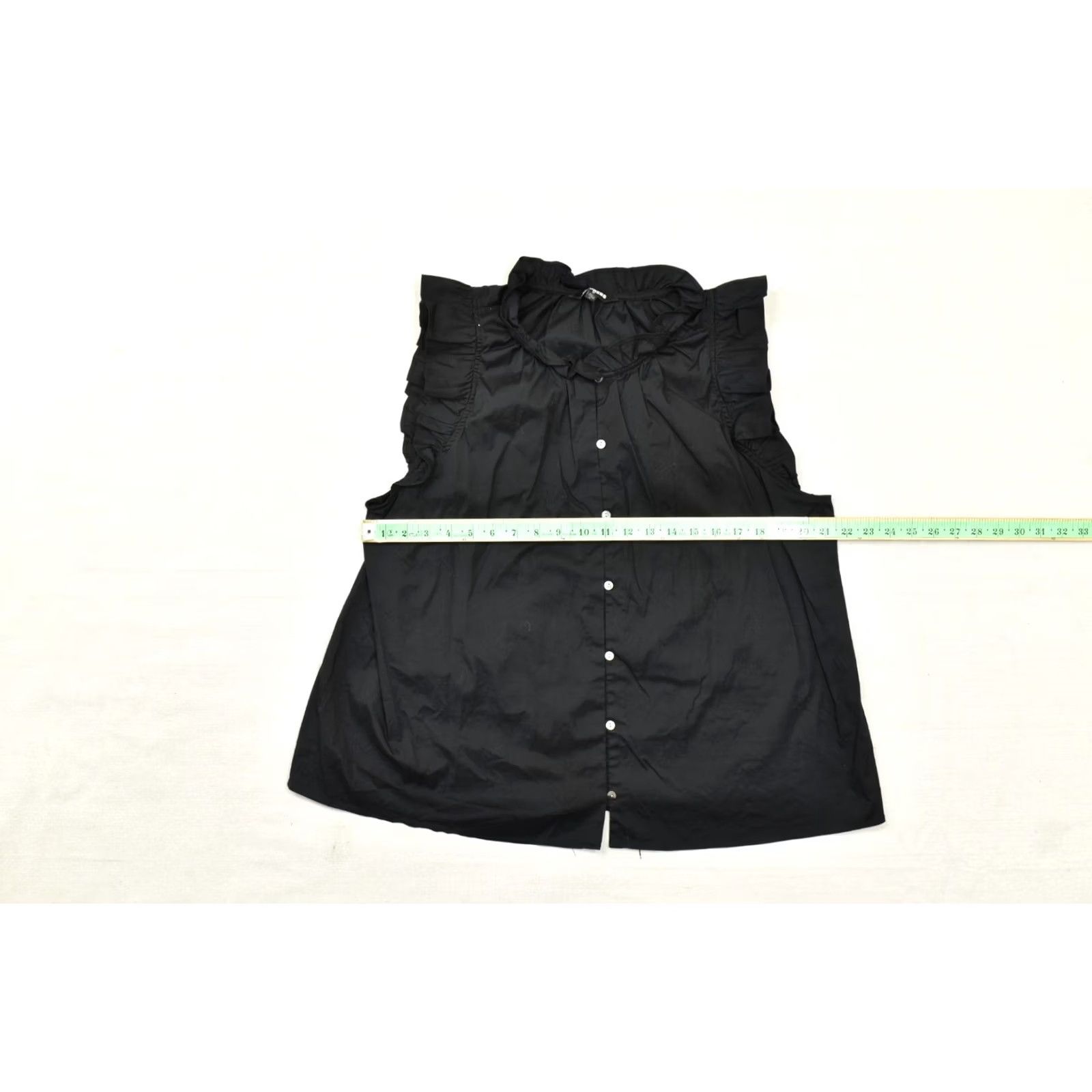 Express Express Blouse Women's XL Black Ruffle Sleeveless Button Up Cotton Blend Top Size XL / US 12-14 / IT 48-50 - 3 Thumbnail