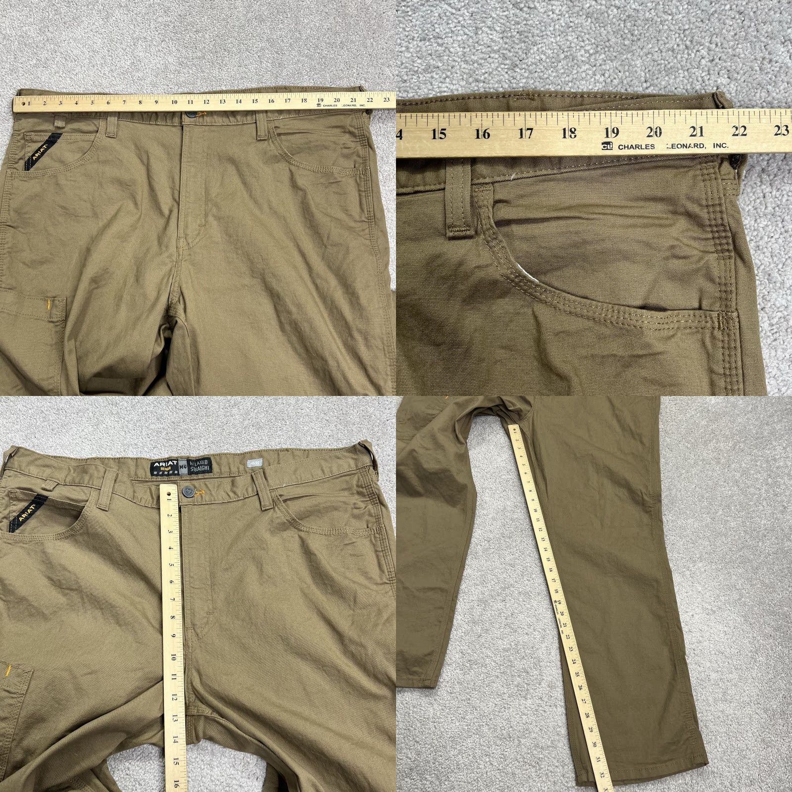 Ariat Ariat Pants Mens 42x32 Rebar M4 Durastr Relaxed Straight Field Khaki Canvas Work Stretch Size US 42 / EU 58 - 9 Thumbnail