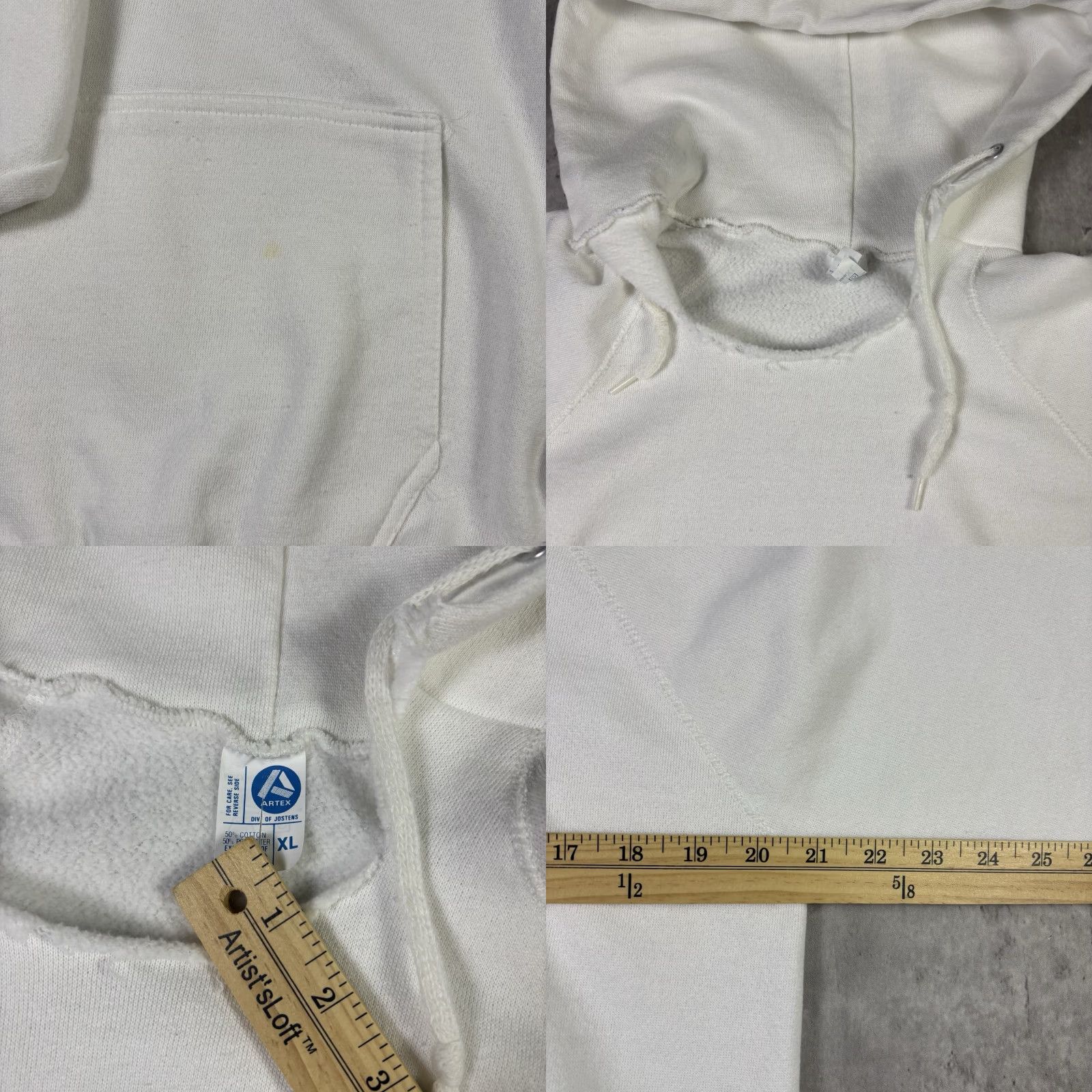 Vintage VINTAGE Artex Hoodie White XL Men Pullover 80s Raglin Cotton Sweatshirt Hooded Performance Gym & Training Size US XL / EU 56 / 4 - 8 Thumbnail