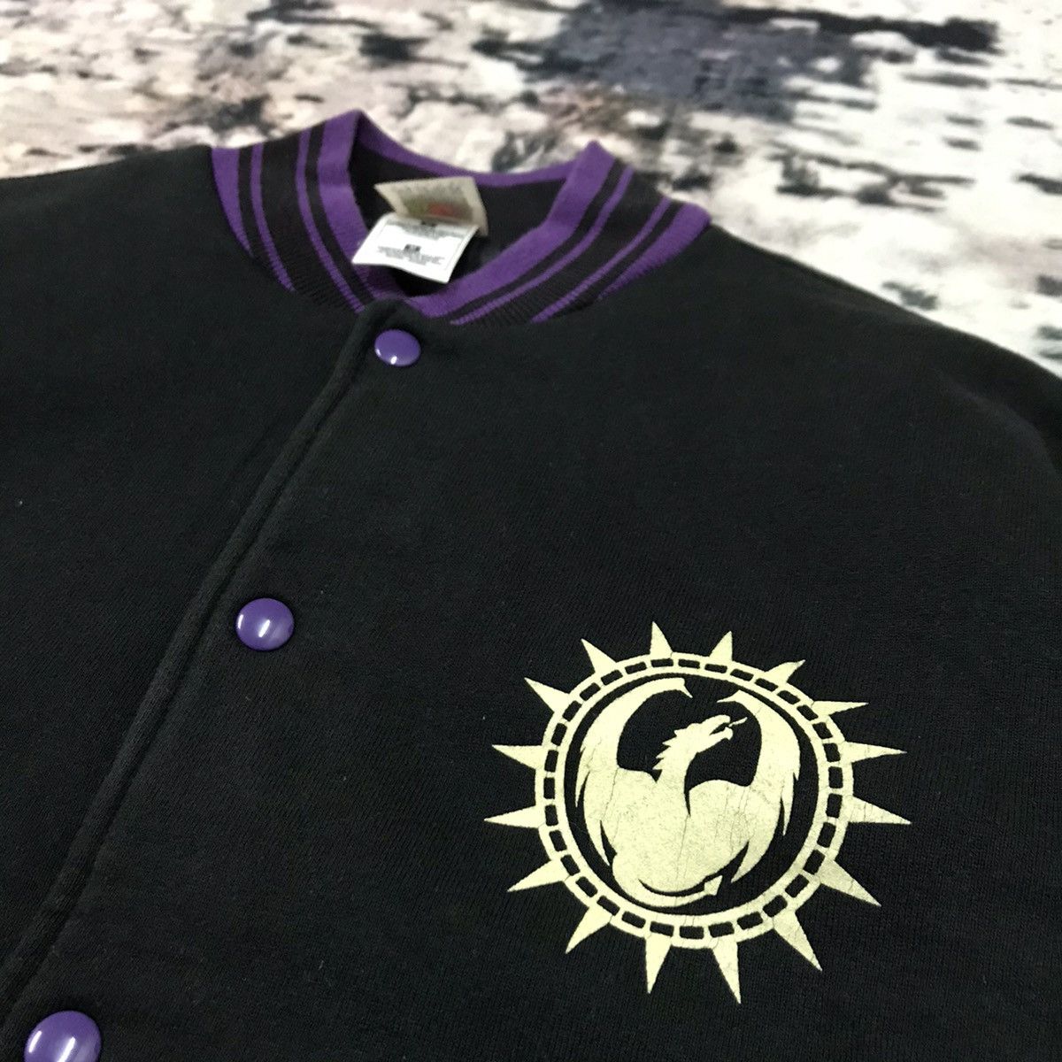 Fruit Of The Loom Vintage 90s Dragon Skateboarding Backhit Varsity Jacket Size US S / EU 44-46 / 1 - 6 Thumbnail