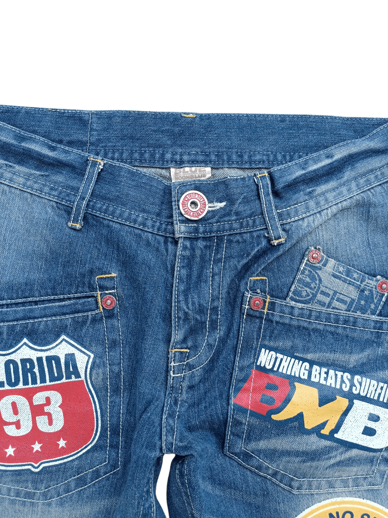 Designer × Japanese Brand × Vintage VINTAGE BLUE MOON BLUE FLORIDA 93 SURFING PAINT DESIGN DENIM Size US 32 / EU 48 - 9 Thumbnail