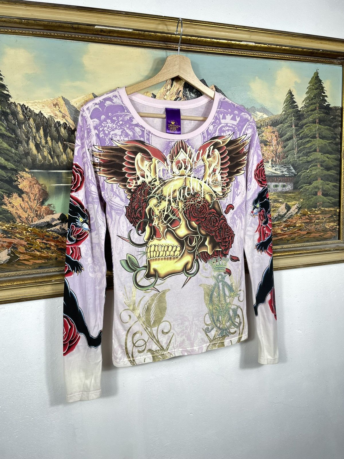 Christian Audigier × Ed Hardy × Vintage Christian Audigier Retro 00s Loose Tee Sweatshirt Cyber Size XS / US 0-2 / IT 36-38 - 4 Thumbnail
