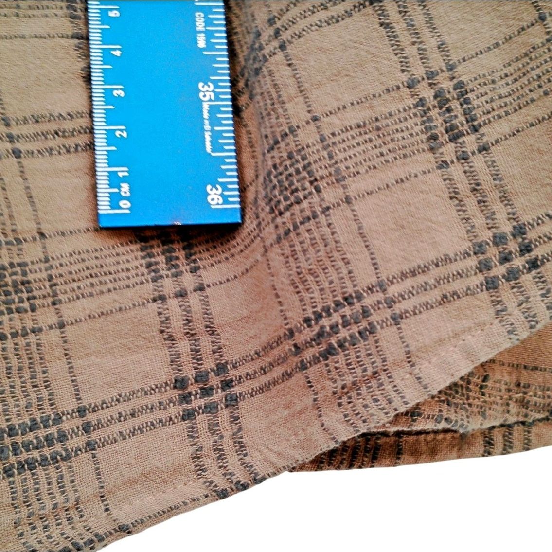 Other Wrap London Brown Plaid Linen Midi Dress Lagen Boho Size L / US 10 / IT 46 - 8 Thumbnail