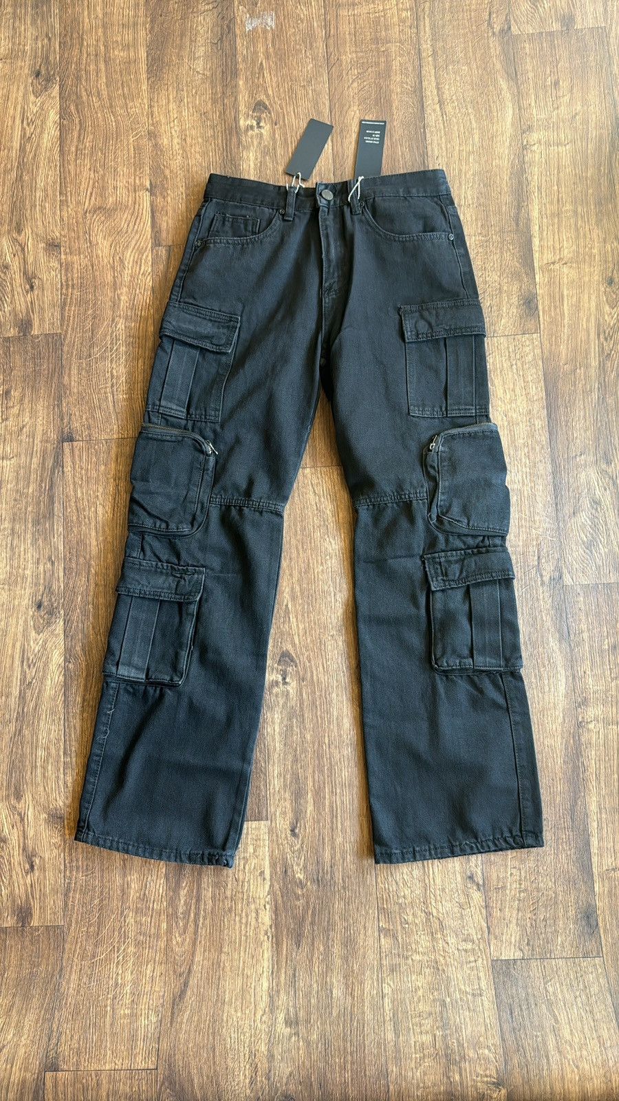 image of Vintage Stacked Denim Jeans Baggy Bootcut Size 30 in Black, Men's