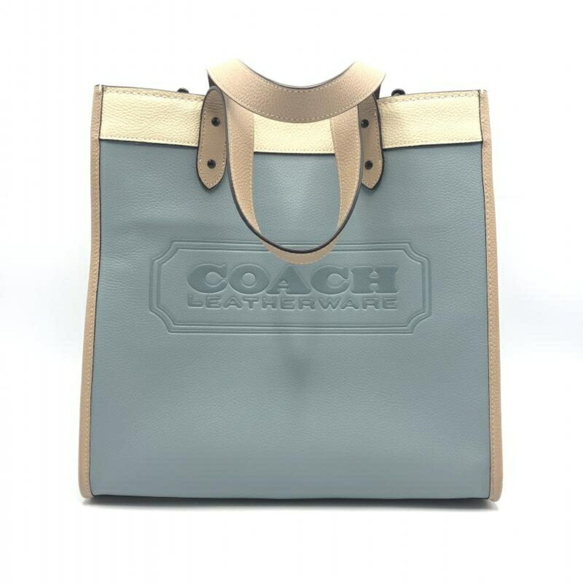 image of Coach Color Block Patch Cloth J2132-C5026 Blue Ivory Polished Pebble Leather, Women's