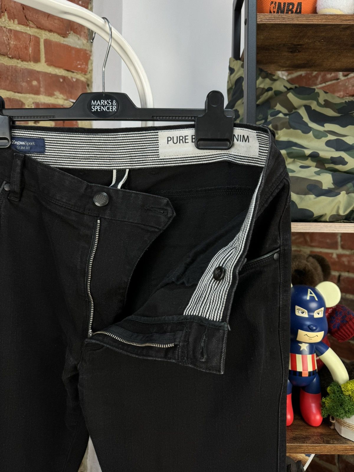 Ermenegildo Zegna × Z Zegna Zegna Sport Pure Black Denim 9,5 OZ Jeans Slim Fit Size US 36 / EU 52 - 11 Thumbnail
