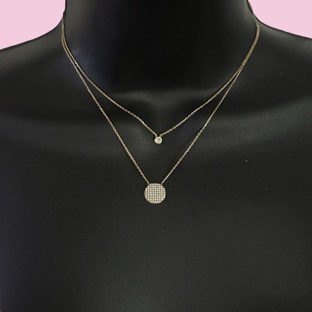 Other Dainty 925 gold layered pave crystal disc necklace Size ONE SIZE - 1 Thumbnail