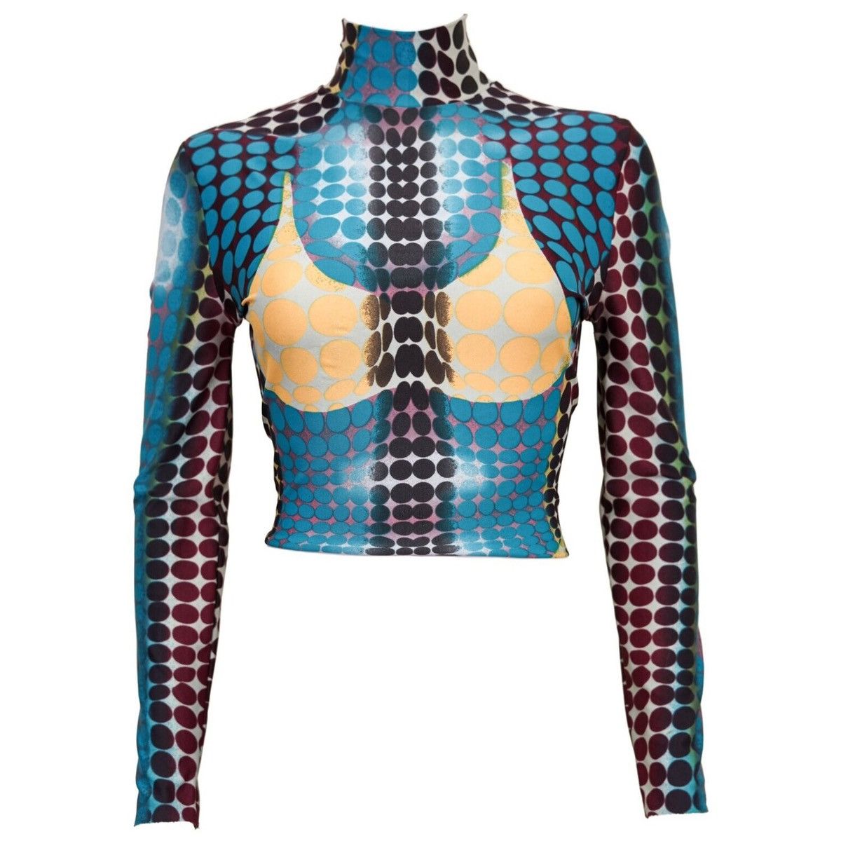 Jean Paul Gaultier Jean Paul Gaultier Blue Cyber Dots Crop Top from ...